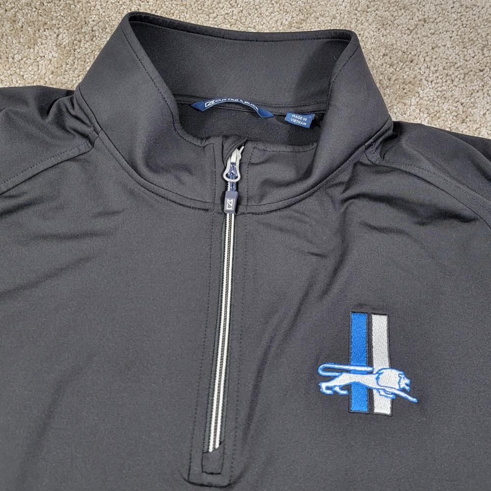 Cutter & Buck Mens Detroit Lions Quarter Zip Pullover Black XXL NFL Football
